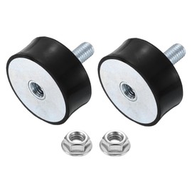 sourcing map M10 Rubber Mounts, 2Pcs 48x20mm(DxH) Rubber Cylindrical Anti Vibration Isolator Shock Absorber with Lock Nut for Car Bobbin Generator Air Compressors