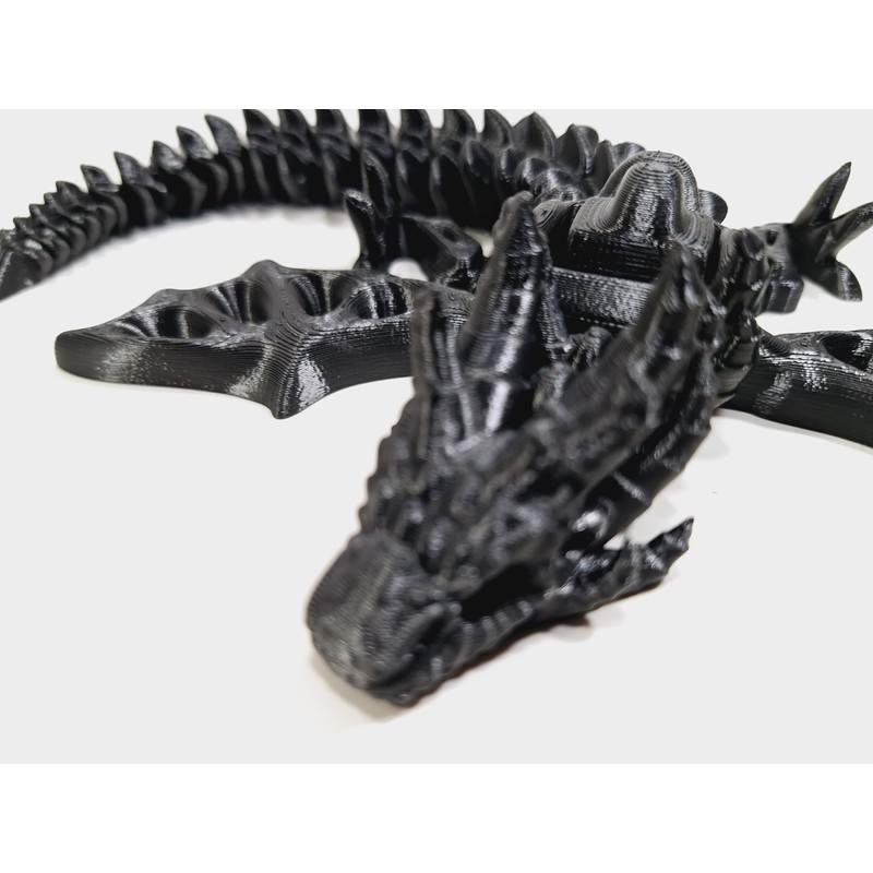 FlexiMech Zombie War Dragon 3D Printed Onyx Black Reptile Articulated
