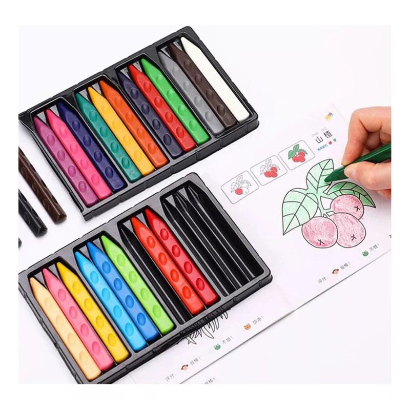 Lecute 12 Crayones Colores Dibujar Niños No Toxico Colorear Lapices