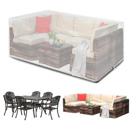 Funshot Garden Furniture Covers, Waterproof, Large Garden Furniture Covers, 180 x 120 x 70 cm, Rectangular, Outdoor Table Covers, Furniture Sets Cover, Windproof, Anti-UV, Patio Set Cover, Transparent