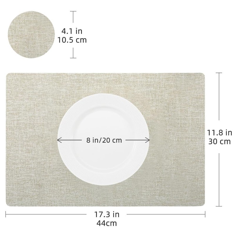Leather Placemats and Coaster Sets 6, Large Table Mats, Waterproof