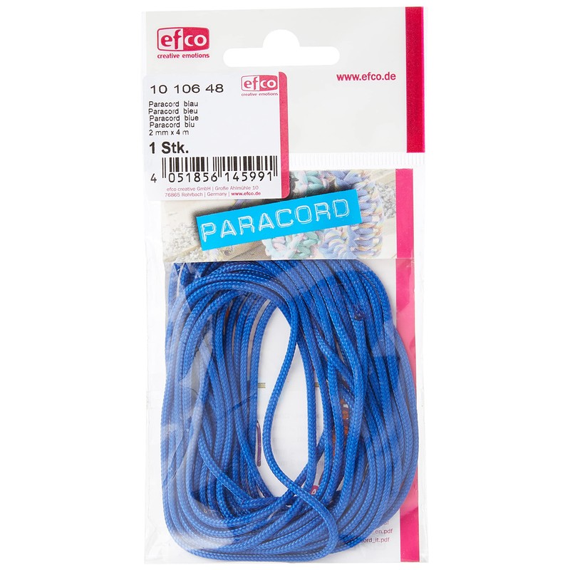 Efco Paracord Rope, Polyester blend, Blue, 2 mm x 4