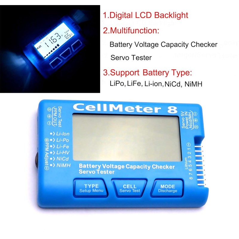 RC Cellmeter 8 Digital Battery Capacity Checker Controller Tester Voltage