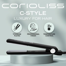 Corioliss C Style | Hair Straightener for Women | Titanium Plate for Fine Hair | Professional Iron with Temperature Control (Black Soft Touch)