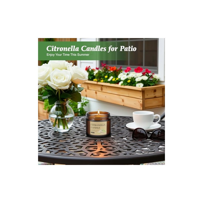 Aottom Citronella Candles - 8 Pack Natural Soy Wax for