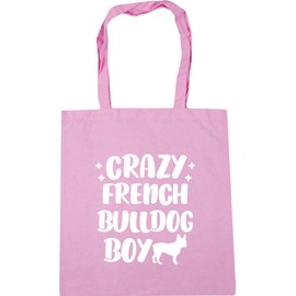 Hippowarehouse Crazy french bulldog boy - dog Tote Shopping Gym Beach Bag 42cm x38cm, 10 litres