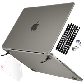 May Chen Compatible with MacBook Air 13.6 inch Case A3240 M4 A3113 M3 A2681 M2 Chip 2025 2024 2023 2022 Release, Sturdy Protection Hard Shell Case Cover with Fold Kickstand, Matte Grey Finish