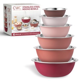 COOK WITH COLOR Stainless Steel Mixing Bowls Set - Nesting Bowls, 6 Pieces, Rose