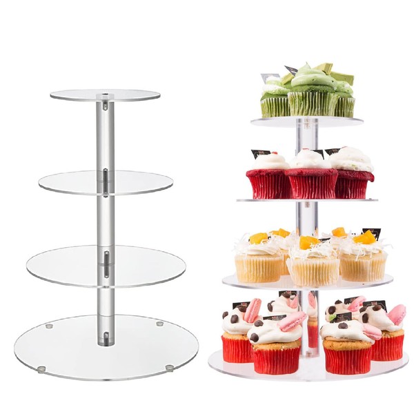 Cupcake Stand with Base, 4-Tier Circular Acrylic Cupcake Display Stand