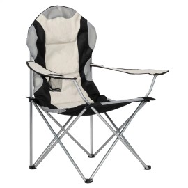 Unbranded NEW Folding Medium Camping Chair Fishing Chair Black Gray 600D Oxford Cloth