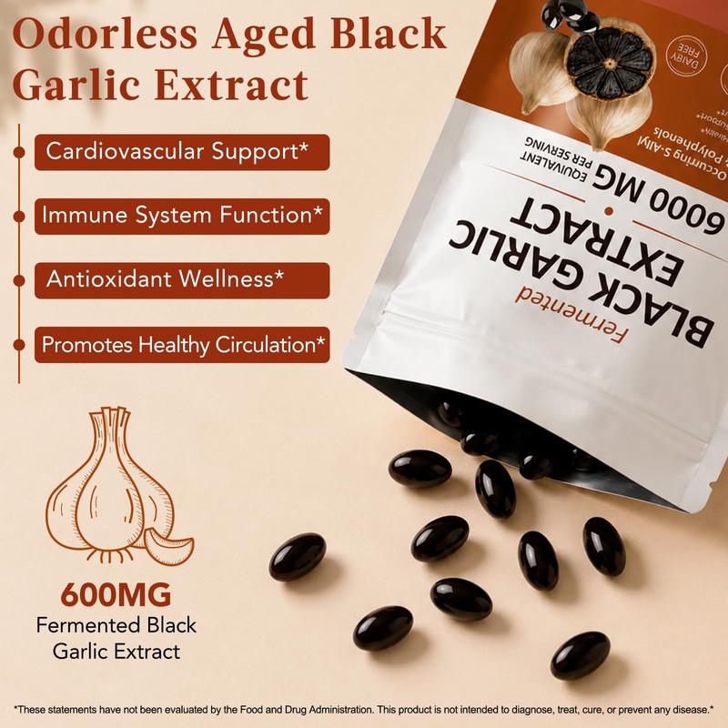 Fermented Black Garlic Extract Softgels, 120 Count