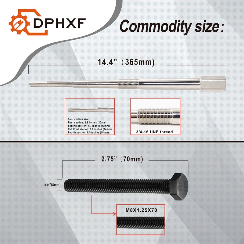 DPHXF Hardened Primary & Secondary Clutch Puller Tool kit. Contains