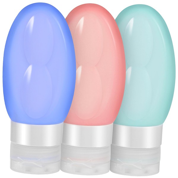 PACKOVE 3 Pcs Silicone Squeeze Travel Bottles with Caps Refillable