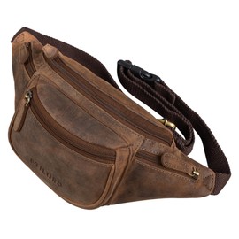 STILORD 'Eliah' Vintage Leather Waist Bag Adjustable Belt Bum Bag Ideal for Sports, Travel, Daily Life, Durable, Calais - Brown