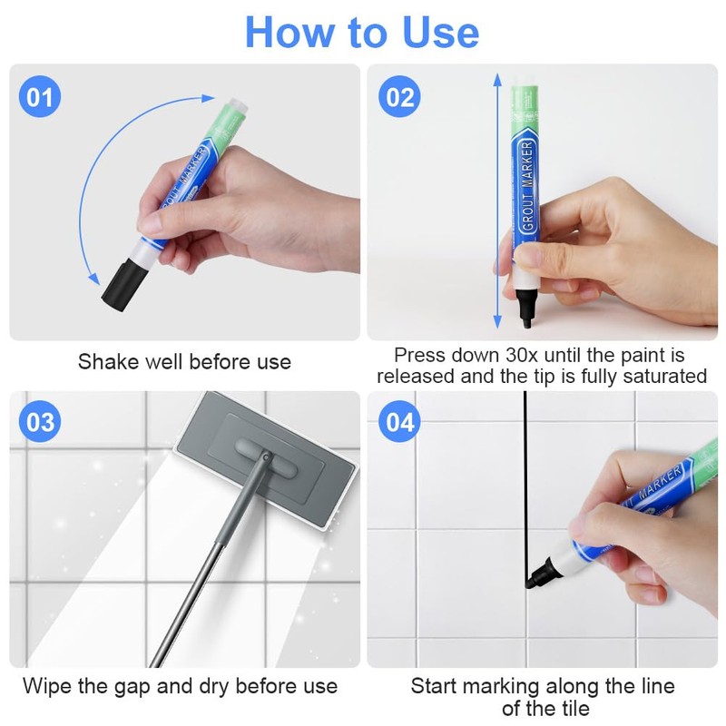 flintronic Grout Pen, Joint Black for Easy Use, Grout Pen