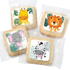 Safari Animal Cookies Theme Individually Wrapped themed Party Favors Baby Shower 24 Pack Bulk for Birthday Party Zoo Jungle Sugar Cookie