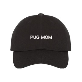 DSY Lifestyle Pug Mom Embroidered Baseball Hat - Pug Mom Dad Hat (Black)