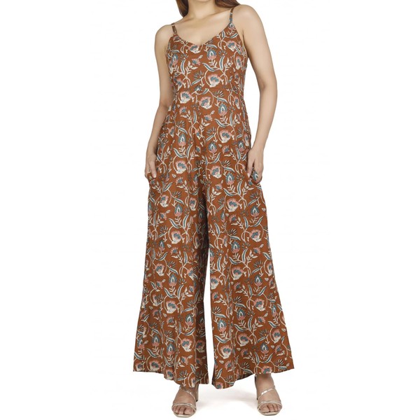 GURU SHOP Boho Jumpsuit, Sommer Overall, Blockdruck Einteiler, Hosenkleid -