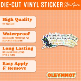 Set 3Pcs A Dragon Without Its Rider Is a Tradegy Holographic Sticker Funny Black Dragon Humor Bookish Kindle Waterproof 3 Inches Die-cut Vinyl for Water Bottle Laptop Phone for Friend Coworker Dad Mom