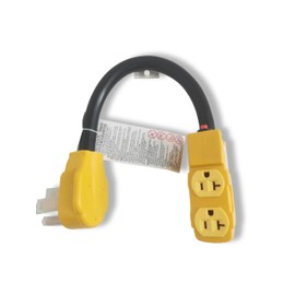 Generic 50Amp to 20 Amp 110V RV Distribution Adapter. 4 Prong NEMA 14-50P Male to 4*5-20R/5-15R Household Outlet Female with Circuit Breaker.RV Generator Adapter Cord 1.5FT.Yellow