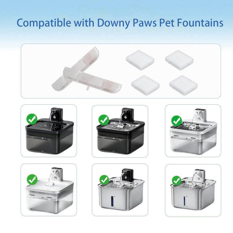40 Packs Replacement Filters Compatible with Downy Paws Cat Water
