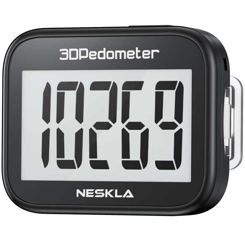 NESKLA 3D Pedometer for Walking, Simple Step Counter with Large