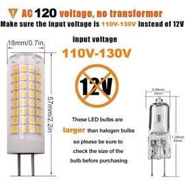 ZHENMING GY6.35 G6.35 LED Bulb 7W AC 110V-130V (Cannot be Used at Low Voltage 12V) Warm White 3000K Dimmable 65W Halogen Bulbs Equivalent, 5-Pack