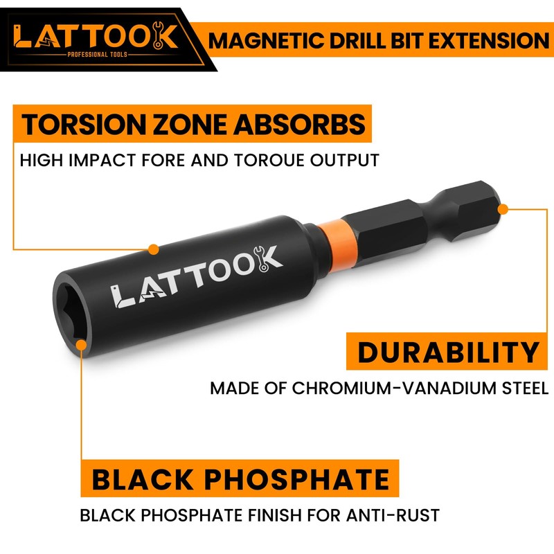 Drill Bit Extension Set, LATTOOK 6PCS Magnetic Drill Extension Bit