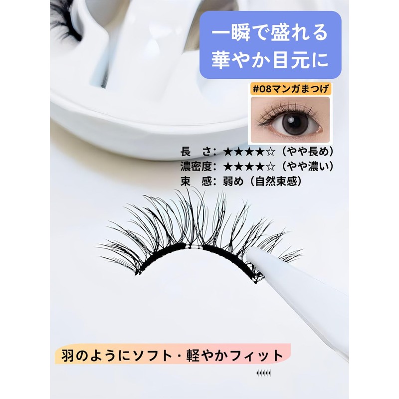 LUMERIS Soft Magnetic False Eyelashes, Natural, 3D Volume Eyelash, Includes