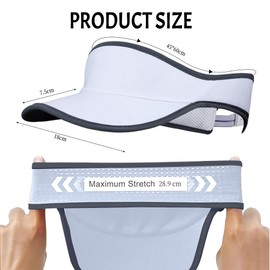 Sun Visors for Women, Adjustable UV Protection Visor Hat, Lightweight Foldable Brim for Golf Running Tennis, Moisture-Wicking Sweatband, 6 Colors (UK, Alpha, One Size, White)