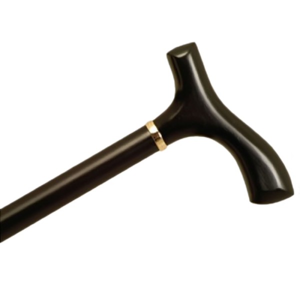 AlexOrthopedic Mobility Support Ladies Wood Cane with Fritz Handle and Collar - Black Stain