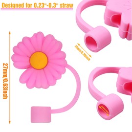 8 Pieces Silicone Straw Tips Cover Reusable Drinking Straw Lids Sunflower Cherry Blossom Rainbow Cat Paw Straw Cap Cover for 6-8 mm Straws Anti-dust Straw Tips Plugs