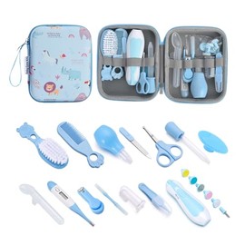 Kit de Cuidado de la Salud y Aseo para Bebés, 20 EN 1, Azul | Set de Cuidado del Cabello y Uñas con Bolsa, Accesorios Esenciales para Viajes en Casa, 