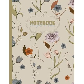 Vintage A4 Lined Notebook, Floral, Green & Beige: 80 Pages | College Ruled Paper | 8.5"x11" Size | Perfect for Teens, Teachers, and Women | Great for School, Office & Home