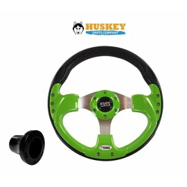 Huskey SS Lime Green Golf Cart Steering Wheel & Adapter Combo for Club Car DS