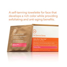 Dr Dennis Gross Alpha Beta Glow Pad Self Tanner, Intense Glow for Face: for Dull Skin Lacking Radiance & Glow, (20 Towelettes)
