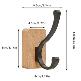 4PCS Wood Coat Hooks Wall Mounted, Coat Hanger for Door, Coat Racks for Hanging Coat, Clothes, Keys, Silk Scarf