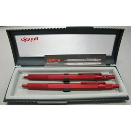 Rotring 600 Set Red Hexagonal Knurled  Ballpoint Pen & 0.7 Pencil Set New In Box