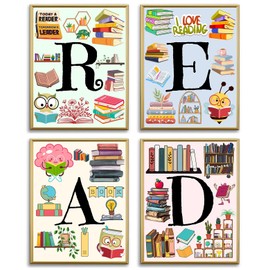 Reading Corner Posters, Library Wall Decor for Classroom & Home Library, Educational Posters for School, Playroom Wall Decor, Classroom Decorations for Elementary, Bulletin Board & Library Decorations