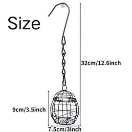 Bird Feeder, Suet Ball Feeders for Outside Hanging, Metal Hanging Bird Feeder with Hooks, Fat Ball Bird Feeder Suet Feeder for Wild Birds Outdoor Garden (Black,4 pcs)