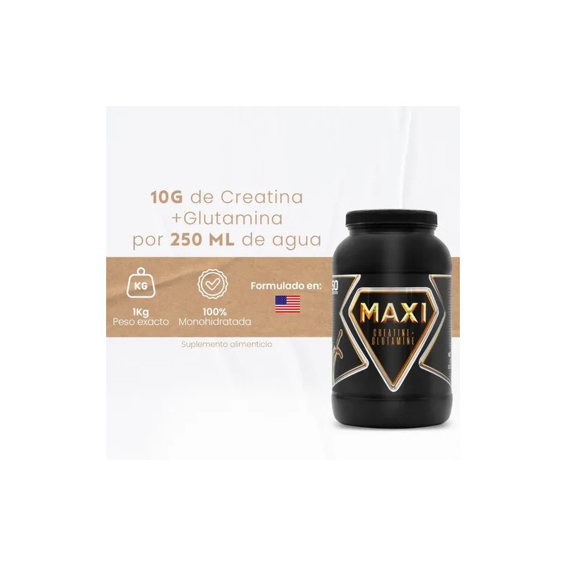 Creatina Glutamina Maxi Protein 1 Kg 50 Servicios Sabor Mango