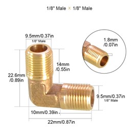 Threaded Brass Pipe 90 Degree Connectors, BSP Male Female Thread Hose Barb Elbow Fitting Coupler (1/8" x 1/8")