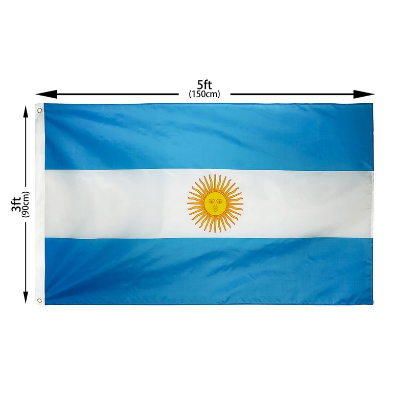 DANF Argentina Flag 3x5 Foot Polyester Argentinian National Flags Polyester