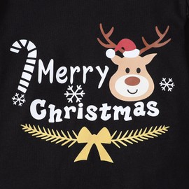 APAELEA Baby Girl Christmas Elk Outfits Letter Romper Top Plaid Suspender Skirt Clothes Set,Black,6-12 Months