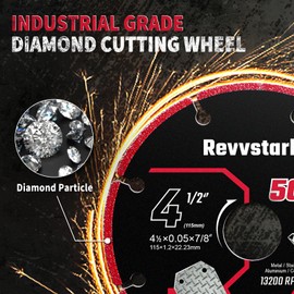 5 Pack Diamond Cutting Wheel 4 1/2 Inch for Metal with 7/8" Arbor, Carbide Cutting Wheel, Angle Grinder Cutting Disc, 4 1/2 Cut Off Wheel for Metal with 5000+ Cuts on Rebar, Steel, Iron and INOX