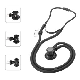 MDF Instruments, Sprague Rappaport Dual Head Stethoscope with Adult, Pediatric, Infant Convertible chestpiece - All Black (MDF767-BO)