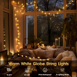 45.9ft 140LED Globe String Lights Outdoor,Crystal Fairy Lights IP44 Waterproof Outdoor Hanging Decorative Lights for Home Tent Patio Garden Party Wedding Decor