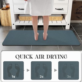 Diatomaceous earth bath mat Rubber Non Slip Super Absorbent Bath Mat Quick Dry Bathroom Rugs Thin Bathroom Floor Mats Fit Under Door- Shower Rug for in Front of Bathtub Shower,Green, 15.7"*47.2"