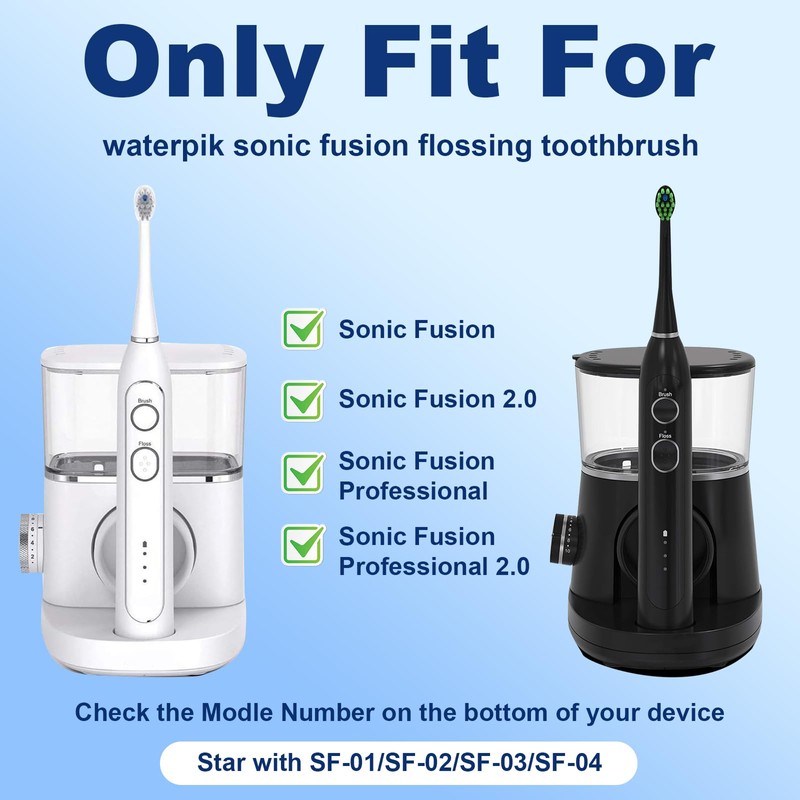 Cavzru 6 Pack Replacement Brush Heads for Waterpik Sonic-Fusion 2.0