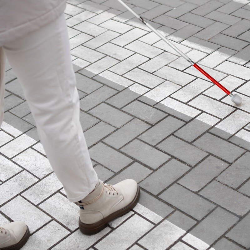 Blind Cane Stick - Mobility Reflective Red-White Foldable Walking Baston